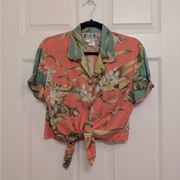 Vintage Sequined Faith by Celia Forrester Hawaiian shirt skirt tropical set Sz S - Picture 2 of 11